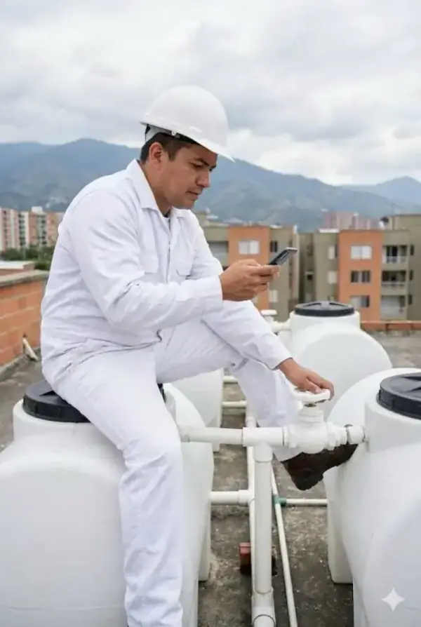 Administrador enviando aviso de mantenimiento con DomoNow